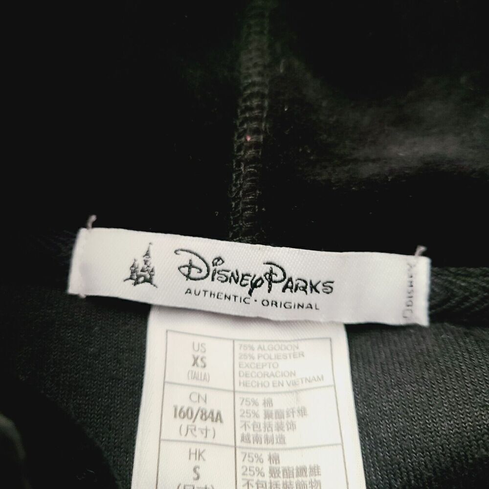 Disney Parks Jacket XS Black Velour Full-Zip Hooded Mickey Mouse Rhinestones - Picture 5 of 6
